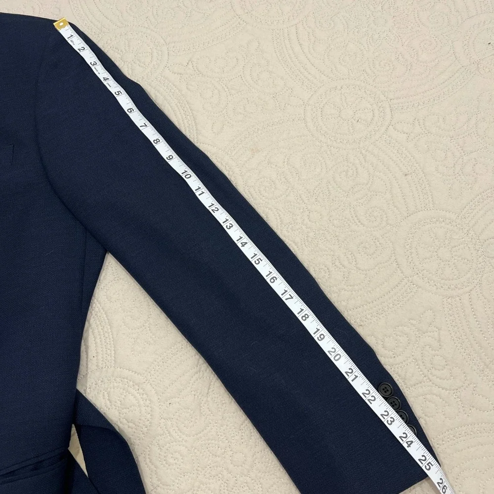 Armani Collezioni Mens Navy Blue Wool Hopsack‎ 2-Button Blazer Sport Coat 44R